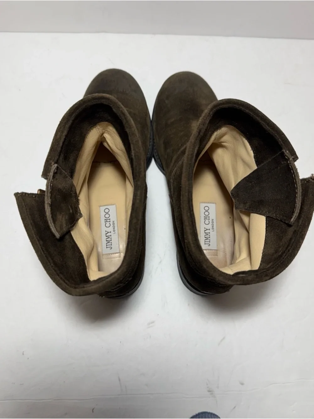 JIMMY CHOO YOUTH Brown Suede
Buckled Biker Combat Boots Size 381/2 - Picture 6 of 16